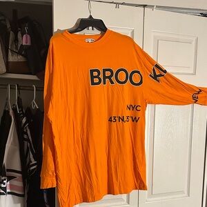Orange Long Sleeve oversized Graphic Shirt BROOKLYN